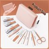 WOAMA Manicure Set Travel Nail Clippers 10-Piece Toenail Clippers Pedicure Kit Stainless Steel Nail Kit for Women - Pink