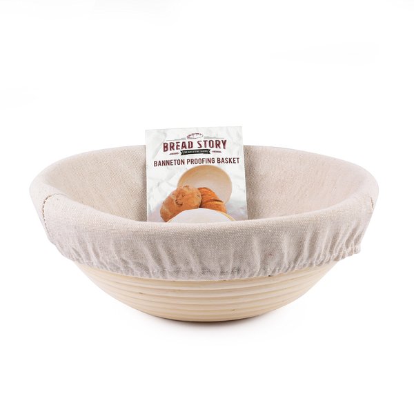 (22 cm) Round Banneton Proofing Basket Set - Brotform Handmade Unbleached Natural Cane For Homemade Crusty Fresh, Easy to Bake Bread With Professional Marks Rising Dough Bread Kit With Washable Liner