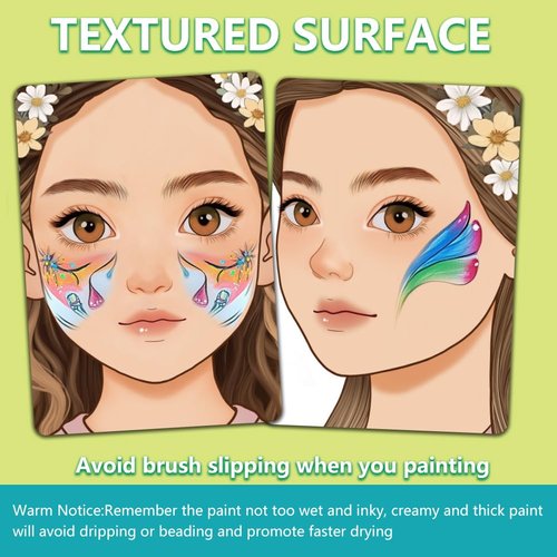 DELORIGIN 2pcs Face Painting Practice Board Reusable Makeup Practice A4 Size Mannequin Face Body Painting Exercise Template Facial Painting Supplies for Makeup Beginner Painting (Girl with a Wreath)