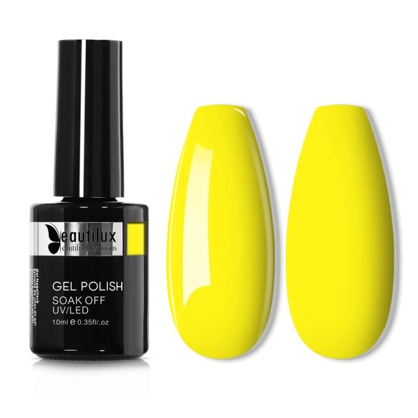 beautilux Yellow Gel Nail Polish, 1Pcs Yellow Color Gel Polish High Gloss Soak Off UV Nail Art Gel Manicure Salon at Home for Women (10ML)