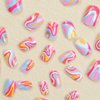 Vezocim Press on Nails Square Short 24Pcs Press on Nails with Colorful Wavy Line Designs Glossy Full Cover Acrylic Extra Short Coffin False Nails Glue ons Fingernails Artificial Fake Nails for Women