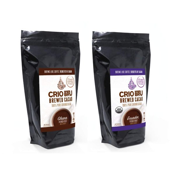 Crio Bru 2 Pack 24 oz French Roast Bundle | Organic Healthy Brewed Cacao Drink | Great Substitute to Herbal Tea and Coffee | 99% Caffeine Free Gluten Free Keto Honest Energy (24oz (2 Pack))