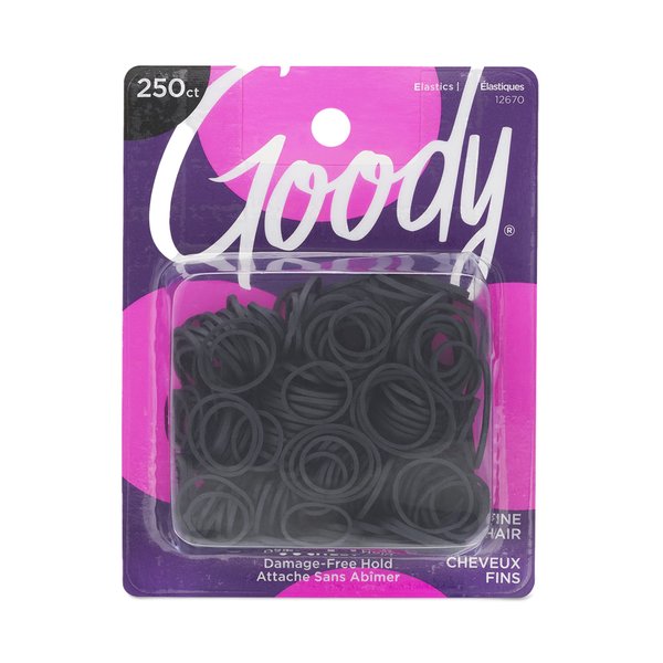 Goody Ouchless Womens Polyband Elastic Hair Tie - 250 Count, Black - Fine Hair - Hair Accessories to Style With Ease and Keep Your Hair Secured - Perfect for Fun and Unique Hairstyles - Pain-Free