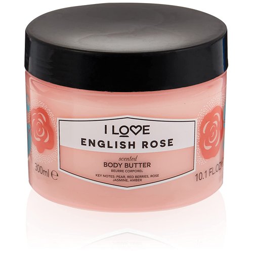 I Love English Rose Scented Body Butter - Hydrating Body Butter for Dry Skin - Vitamin E and Aloe Vera - Shea Butter and Coconut Oil - 10.1 oz