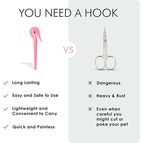 THE PONY PICK Hair Elastic Rubber Bands Cutter Tool – Easy To Use, Pain Free, No Hair Damage – Ponytail Cutter Tool for Kids & Toddlers (3 Packs of Pony Pick & 50 Clear Hair Elastics)