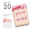 EUDOSI Ice Cream Birthday Party Invitations Supplies Fill-In Set of 20 with Envelopes Here's the Scoop Cone Birthday Bash Invites Cards, Double Sided