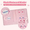 Kpop Photocard Binder Plush Photo Album with 30Pcs Inner Pages 2x3" Photo Card Holder Book Sleeves 6 Rings 4-Pocket Card Protector (Kawaii Bunny)