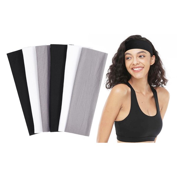 HUQOK Cloth Headbands for Women Non Slip Stretch Sweat Hairbands Workout Headband Soft Fabric Hair Bands for Women's Hair,Yoga Running Sport Head Bands