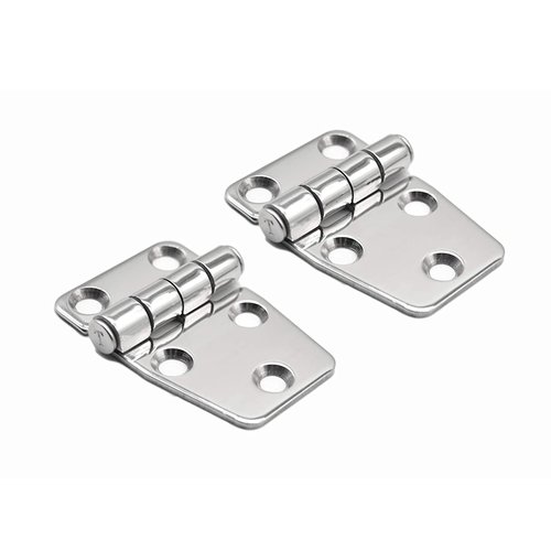 MARINE CITY Stainless Steel Short Sided Strap Hinges Polished Size 2.2 Inches ×1.5 Inches for Hatches Cabinet Doors (Pack of 2)