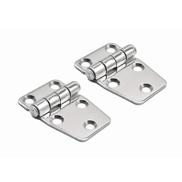 MARINE CITY Stainless Steel Short Sided Strap Hinges Polished Size 2.2 Inches ×1.5 Inches for Hatches Cabinet Doors (Pack of 2)