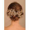 Denifery Gold Bride Crystal Wedding Hair Comb Silver Rhinestone Bridal Side Comb Opal Hair Piece Flower Wedding Hair Accessories for Women and Girls