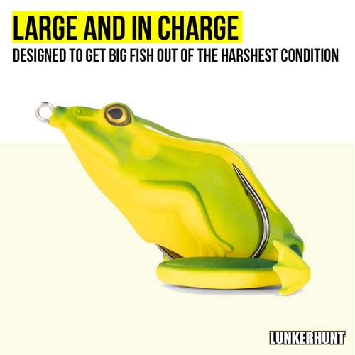 Lunkerhunt - Topwater Fishing Lures for Bass Trout Fishing | Combat Frog Lure for Big Fish | Award Winning Quality Hollow Body Frog Fishing Bait, Weedless Hooks (Color Jungle)