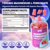 2 Pack Magnesium L-Threonate Gummies 1000mg - Supplement for Kids & Adults, Muscle & Nervous System Support, Non-GMO, Sugar-Free, Raspberry Flavor, 120 Gummies