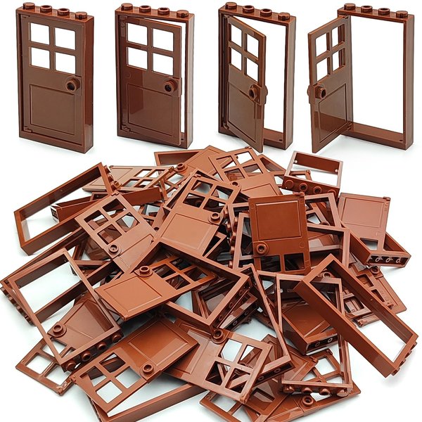 ZHX 40PCS Doors and Frame Building Block Toys MOC Creative House Brick Accessories Compatible with Classic Bricks Building Toy for Kids(Brown)