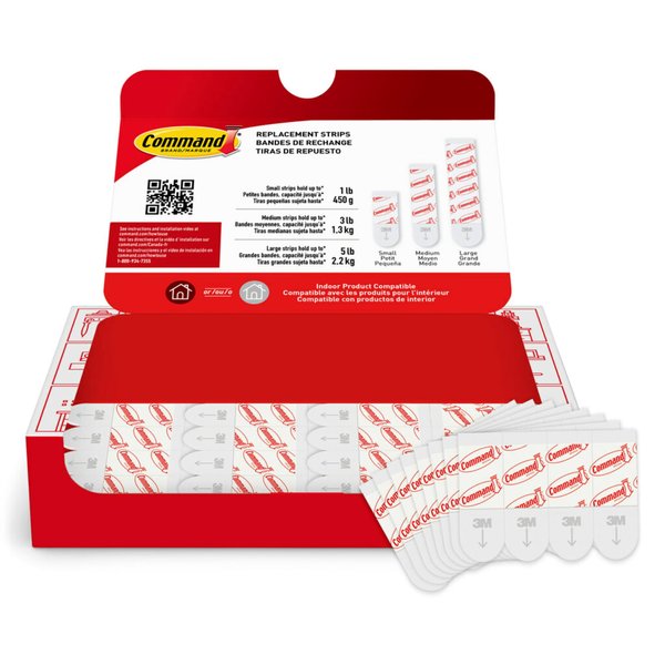 Command Small Refill Adhesive Strips, Damage Free Hanging Wall Adhesive Strips for Small Indoor Wall Hooks, No Tools Removable Adhesive Strips for Living Spaces, 64 White Command Strips (Pack of 1)