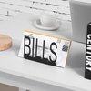 MyGift Black Metal Desktop Mail Sorter Organizer with Bills in Block Cut Out Letter Design
