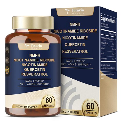 Totaria NMNH (NAD or NMN Alternative Supplement) (Dihydronicotinamide Mononucleotide) Ultra Strength, NAD+ Support w/NR, Resveratrol & Quercetin, Ultra Absorption for Anti-Aging, Vegan, USA Made