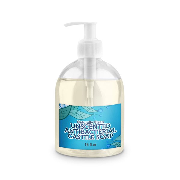 LandLSoap Antibacterial Unscented Pure Castile Liquid Soap for Face, Hand & Body Wash-Vegan, Non-GMO, Made in USA, Liquid Castile Soap for All Skin Types, Dry & Sensitive Skin 16 oz
