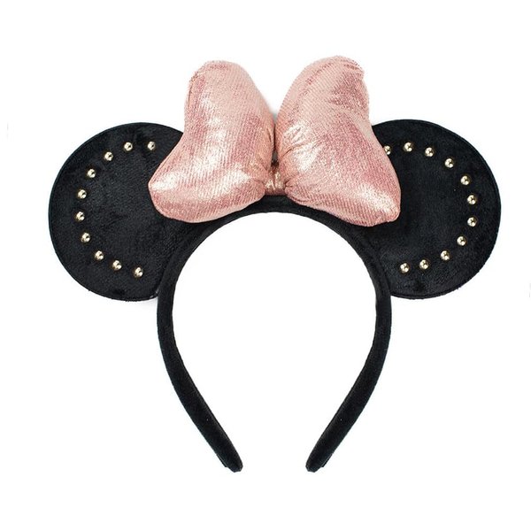 JIAHANG 3D Mouse Ear Headband with Pink Bow, Velvet Hairband Party Decoration Costume Headwear Hair Accessories for Women Girls