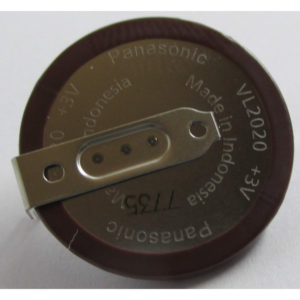 Panasonic VL2020-1 Rechargeable Battery, Lithium Coin 3V Horizontal Tab, 20 mm