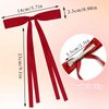 FULZTEY 4 Pack Bow Hair Clips for Women Red Beige Bow Hair Barrettes Silky Bowknot Hair Ribbon Long Tail Fashion Coquette Bows Clips Hair Accessories for Girls
