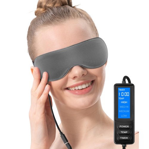 Aroma Season Heated Eye Mask, Warm Eye Compress for Dry Eyes Stye Blepharitis MGD and Blepharitis, Moist Heat Treatment to Unclog Lacrimal Glands (Dark Gray)
