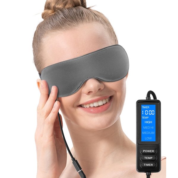 Aroma Season Heated Eye Mask, Warm Eye Compress for Dry Eyes Stye Blepharitis MGD and Blepharitis, Moist Heat Treatment to Unclog Lacrimal Glands (Dark Gray)