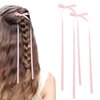 Hair Bows Clips For Women Girls, Hair Ribbon Bow Clip With Long Tail, Silky Satin Bowknot Hair Clips With Long Tassel 2PCS (Pink)