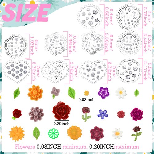 10 Pcs Small Flower Polymer Clay Molds Mini Flower and Leaf Polymer Clay Molds for Jewelry Making Small Rose Daisy Silicone Molds Polymer Clay Molds for Polymer Clay Earrings Decoration