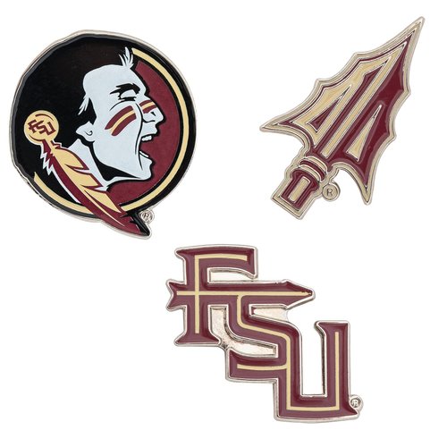 Florida State University Lapel Pins 3 Pack Seminoles FSU Logo Enamel Made of Metal (Pin Set)
