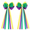 Mardi Gras Long Ribbon Bow Hair Clips Kids Green Purple Yellow Fat Tuesday Cheer Bow Alligator Barrettes Carvinal Parade Outfit Costume Decoration Stuff Party Gift for Women Girls