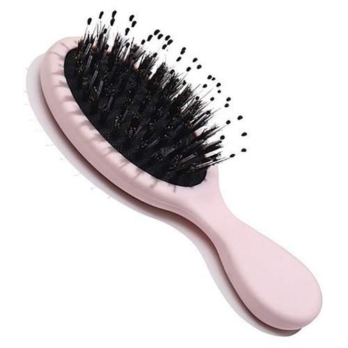 Boar Bristle Mini Hair Brush Travel Detangling Paddle Brush for Curly Fine Straight Wet Dry Hair, Anti-frizz Detangler Brush Boar Nylon Mixed Bristle Brush for Women Men Kids