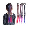 8 Pieces Multicolor Braids Hair Extensions Accessories with Rubber Bands Rainbow Hairstyle Ponytails Braided Synthetic Hairpieces for Women Girls Kids