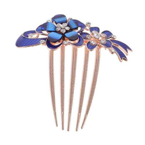 SHOWERORO Women's Decorative Hair Comb Clips - Vintage Blue Bridal Hair Comb with Rhinestones - Flower Crystal Hair Accessories for Women Elegant Hair Combs for Women Decorative Bridesmaid