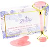 Jade Face Roller and Gua Sha Set, Facial Beauty Roller and Face Massager, Rose Quartz Skincare Tools, Anti Aging, Reduce Wrinkles and Relieve Muscle Tension