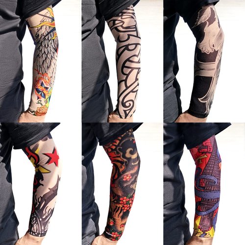 Aresvns Extended Version Tattoo Sleeves for Bicker,Slip On Tattoo Sleeves 10PCS Arm Sleeves Kit Halloween Tattoo Sleeves Cover for Stretchable Cosplay Christmas Gift