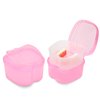 Dental Orthodontic Retainer Container Cleaning Case,Denture Bath Box Case Cup Holder, Mouthguard Storage Soaking Case - Leak Proof with Lid Waterproof - Pink
