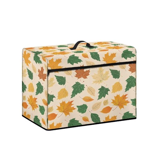 Yuresuaet Maple Leaf Print Dustproof Sewing Machine Cover with Zipper Pocket for Home Decor Waterproof Dust Cover for Sewing Machine Reusable for Sewing Workshop