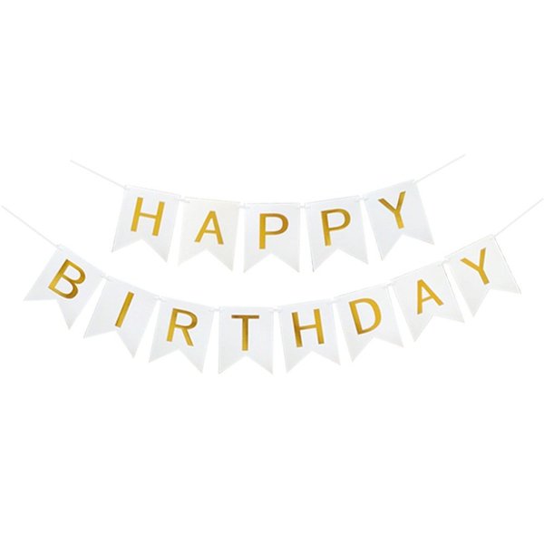 iiCheerful Happy Birthday Banner Birthday Party Supplies Garland Decorations Birthday Signs Nursery Hanging Decor (White)