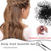 1000 PCS Hair Bands, Elastic Hair Band, Mini Hair Rubbers Ties with 2 PCS Topsy Tail Hair Tools for Girls Ponytail Hair Accessories, Soft Elastic Bands Non-Slip Small Hair Ties Black.