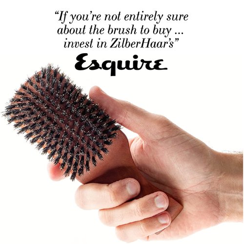 ZilberHaar - Major Hair & Beard Brush for Men - Stiff Boar Bristles and Pearwood - All Beard and Hair Types - Perfect for Thick or Thin Hair - Men's Hair Brush and Beard Brush - Made in Germany