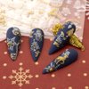 JMEOWIO 9 Sheets Christmas Glitter Nail Art Stickers Decals Self-Adhesive Snowflake Winter Holiday White Nail Supplies Nail Art Design Decoration Accessories