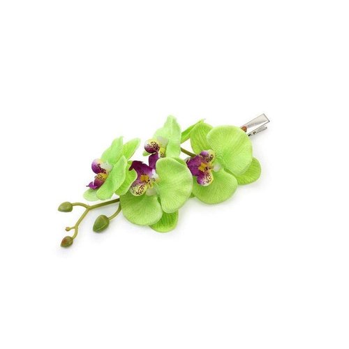 2PCS Hawaiian Orchid Flower Hair Clips Flowers Alligator Clips Hairpins Holiday Travel Wedding Decoration Hair Accessories For Women Lady Bridal (Green)