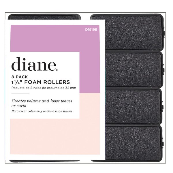 Diane Foam Rollers, Black, 1.25", 8/bag