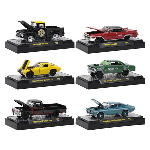 M2 Detroit Muscle Set of 6 Cars in Display Cases Release 60 Limited Edition to 8400 Pieces Worldwide 1/64 Diecast Model Cars Machines 32600-60