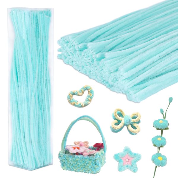 Iuuidu 200PCS Pipe Cleaners, Green Pipe Cleaners Chenille Stem, Fuzzy Sticks Pipe Cleaners Craft Supplies for DIY Arts Crafts Project