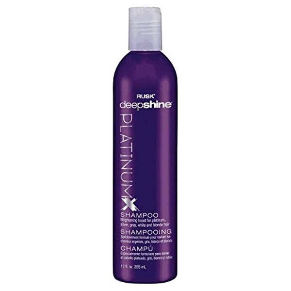 RUSK Deepshine Platinum Shampoo, 12 Oz, Gentle Cleansing Shampoo, Brightening Boost for Platinum, Silver, Gray, White, and Blonde Hair, Removes Yellows, Brightens Hair Color