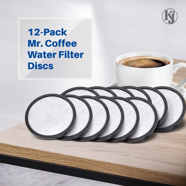 ﻿﻿K&J Mr. Coffee Charcoal Water Filter Discs - Replacement 12-Pack Fits Most Mister Coffee Machine Brewers