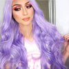 xiweiya Lilac Purple Lace Front Wigs for Women Makeup, Long Wavy Lavender Purple Hair Wig with 13x3 Lace Natural Hairline Realistic for Drag Queen Halloween Cosplay Wigs