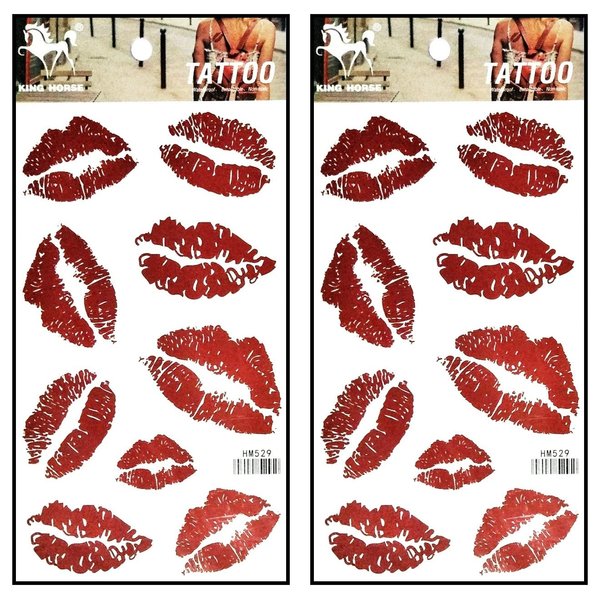 Tattoos 2 Sheets Red Lips Temporary Tattoos for Adult Men Women Kids Waterproof Temporary Tattoo Fake Tattoos Body Art Sticker for Kid Teens Men Women